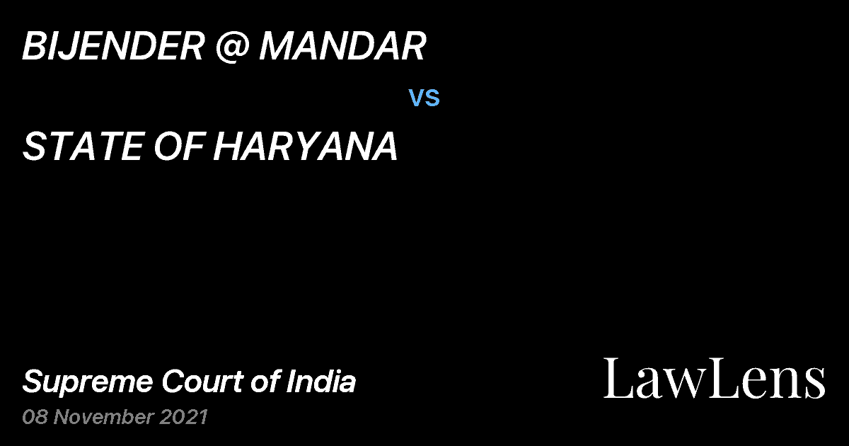 Preview image for BIJENDER @ MANDAR vs. STATE OF HARYANA