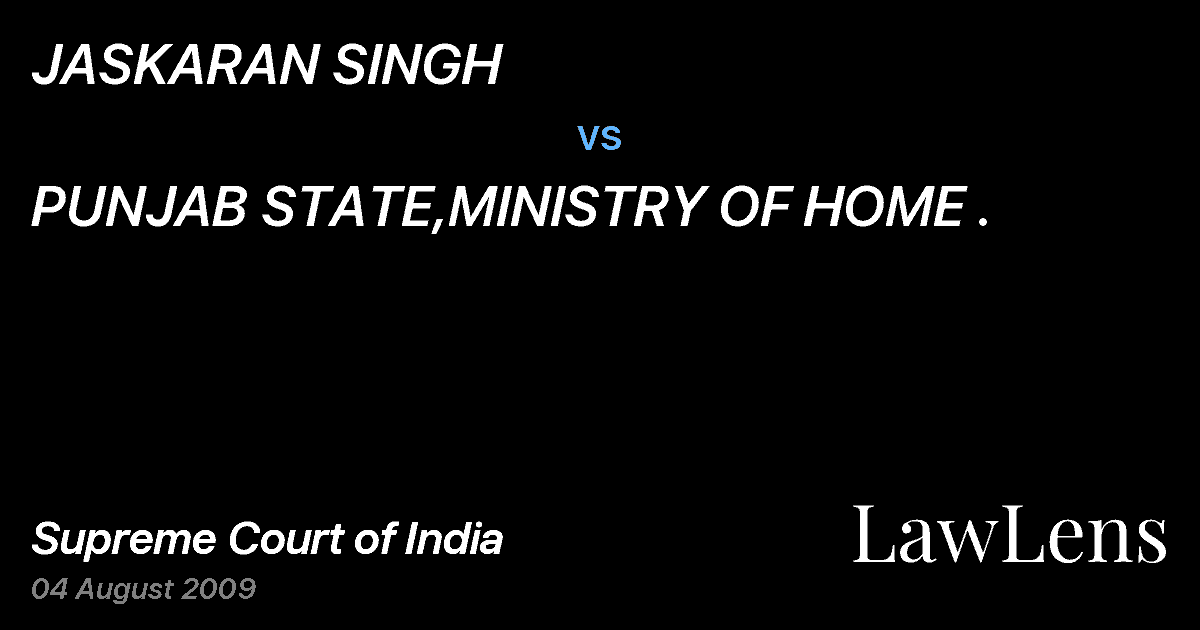 Preview image for JASKARAN SINGH vs. PUNJAB STATE,MINISTRY OF HOME .