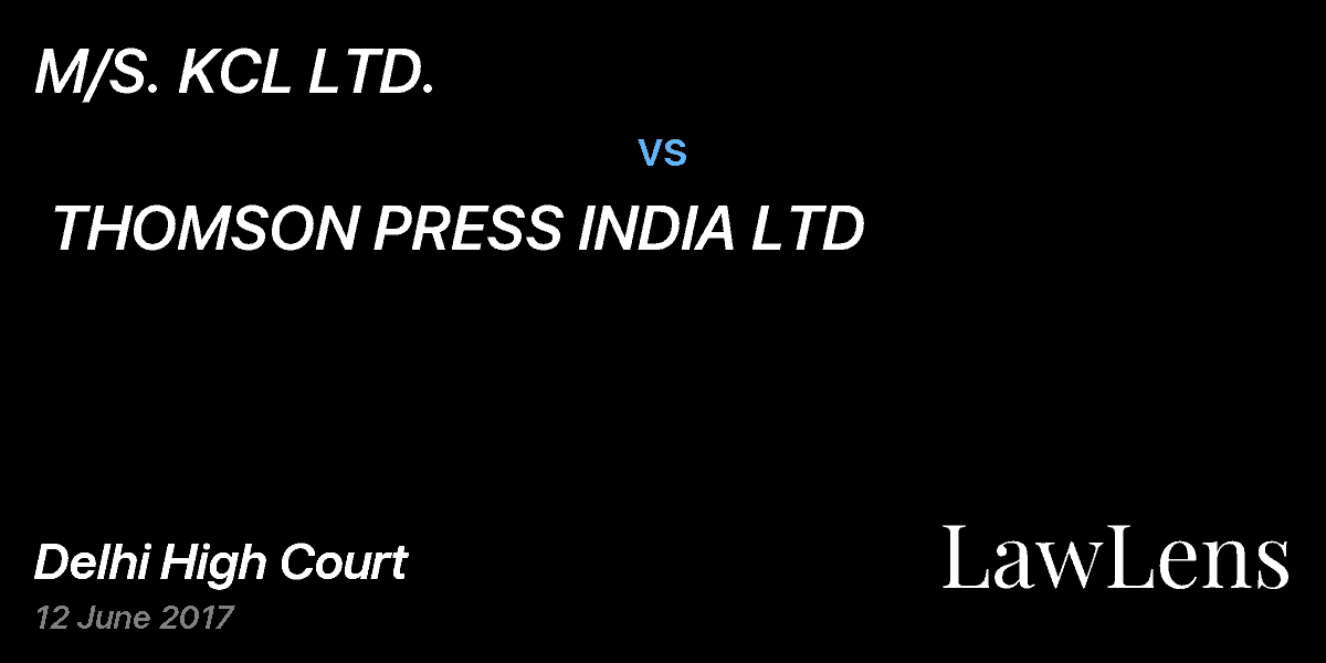 Preview image for M/S. KCL LTD.  vs.  THOMSON PRESS INDIA LTD