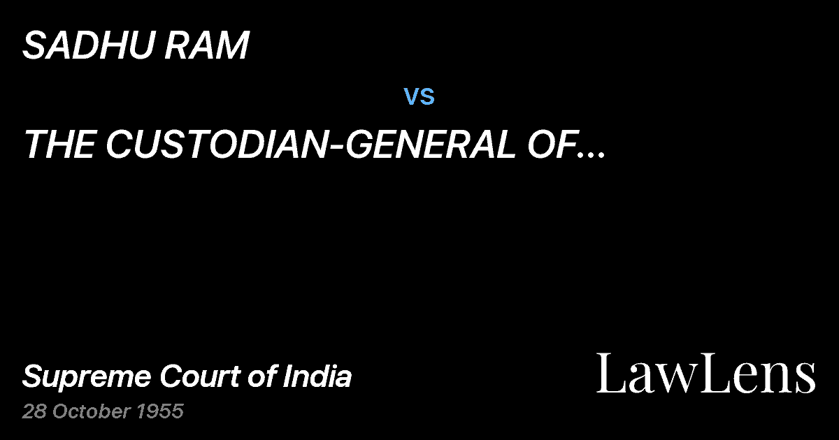 Preview image for SADHU RAM vs. THE CUSTODIAN-GENERAL OF EVACUEEPROPERTY.