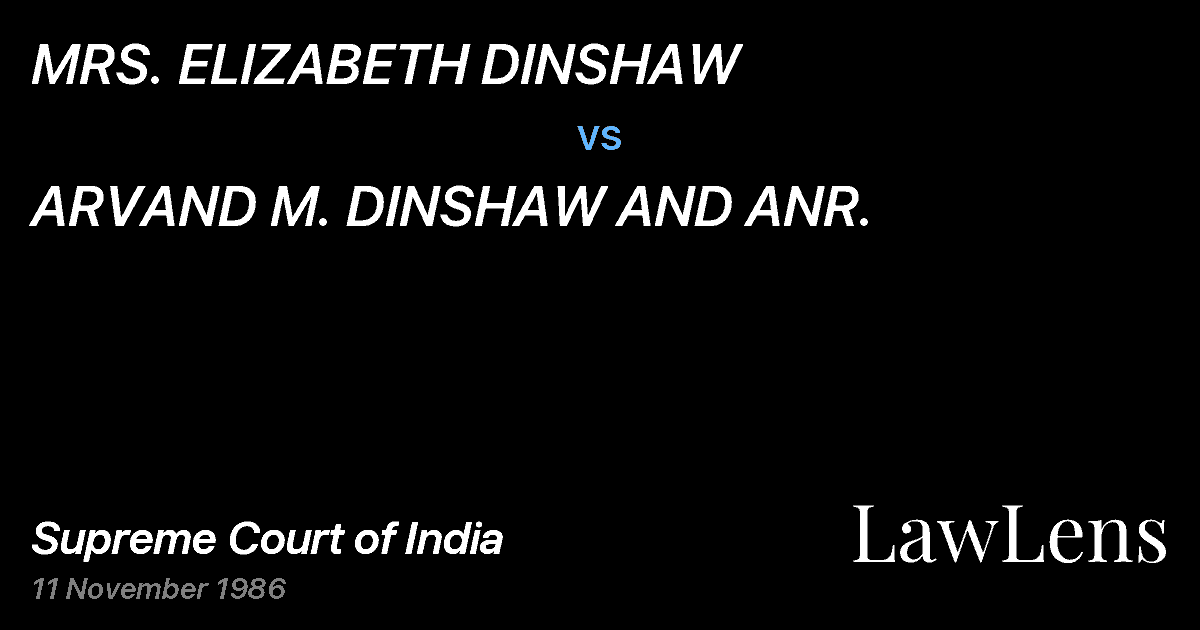 Preview image for MRS. ELIZABETH DINSHAW vs. ARVAND M. DINSHAW AND ANR.