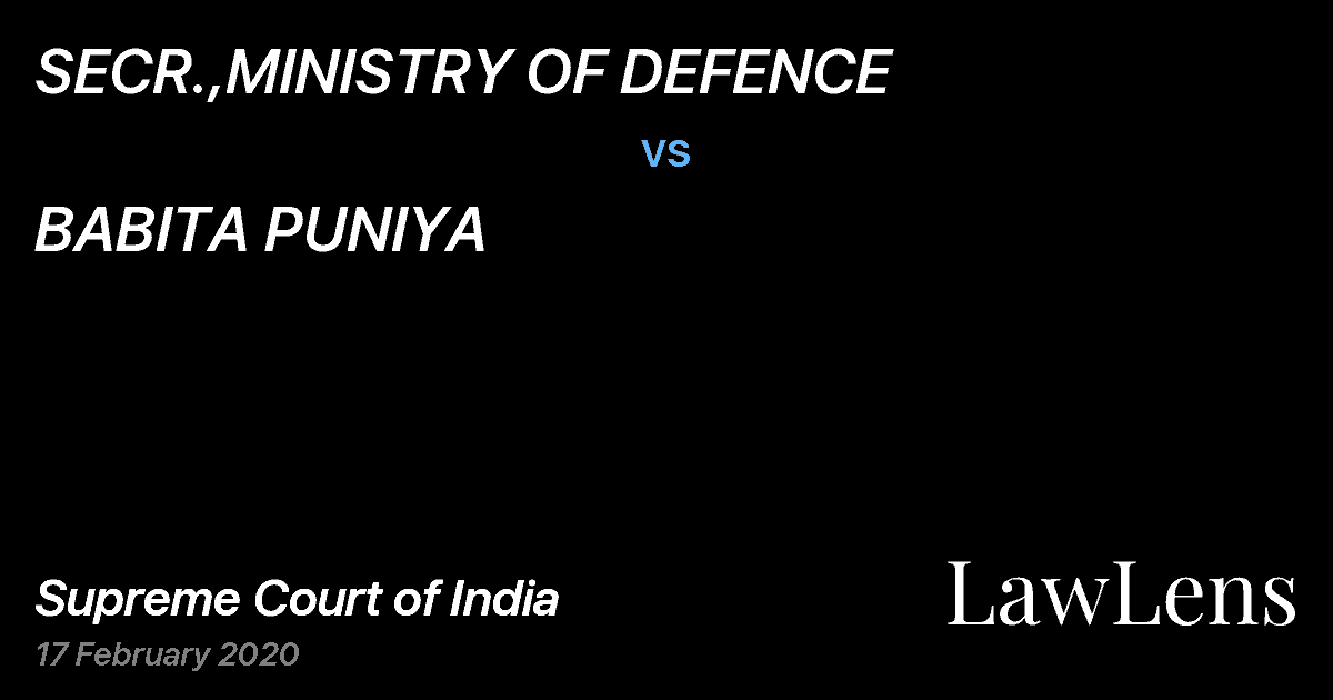 Preview image for SECR.,MINISTRY OF DEFENCE vs. BABITA PUNIYA