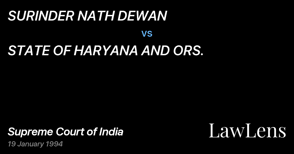 Preview image for SURINDER NATH DEWAN vs. STATE OF HARYANA AND ORS.