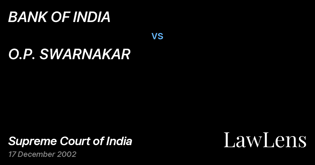 Preview image for BANK OF INDIA vs. O.P. SWARNAKAR
