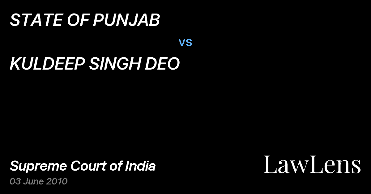 Preview image for STATE OF PUNJAB vs. KULDEEP SINGH DEO