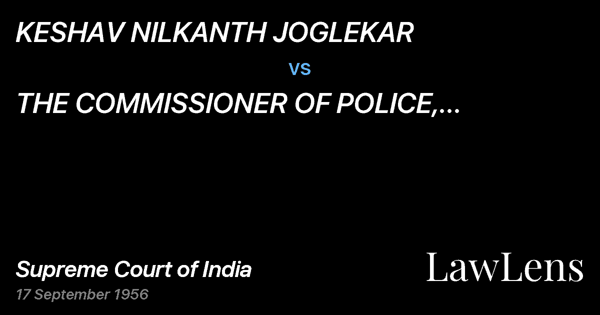 Preview image for KESHAV NILKANTH JOGLEKAR vs. THE COMMISSIONER OF POLICE, GREATERBOMBAY(and connected pe