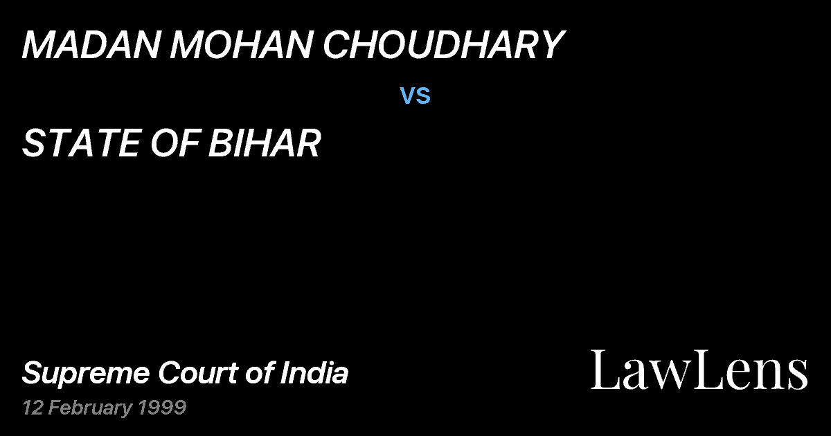 Preview image for MADAN MOHAN CHOUDHARY vs. STATE OF BIHAR