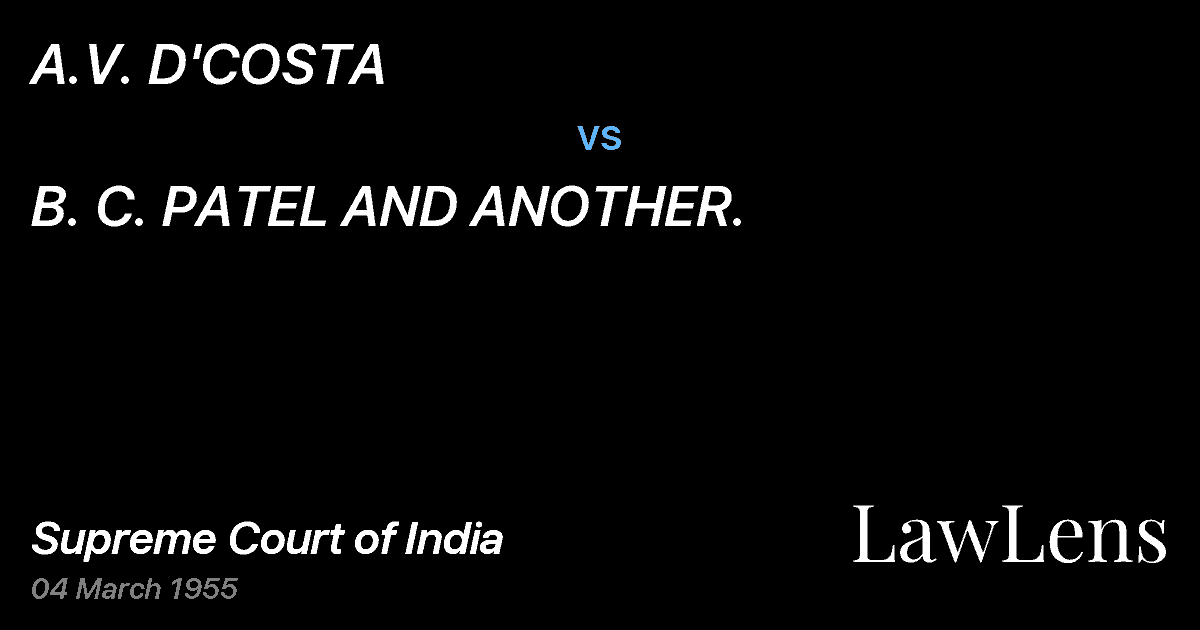 Preview image for A.V. D'COSTA vs. B. C. PATEL AND ANOTHER.