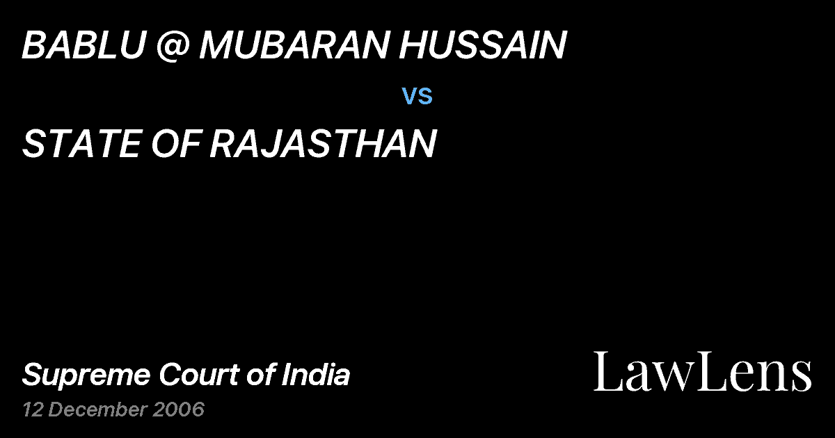 Preview image for BABLU @ MUBARAN HUSSAIN vs. STATE OF RAJASTHAN