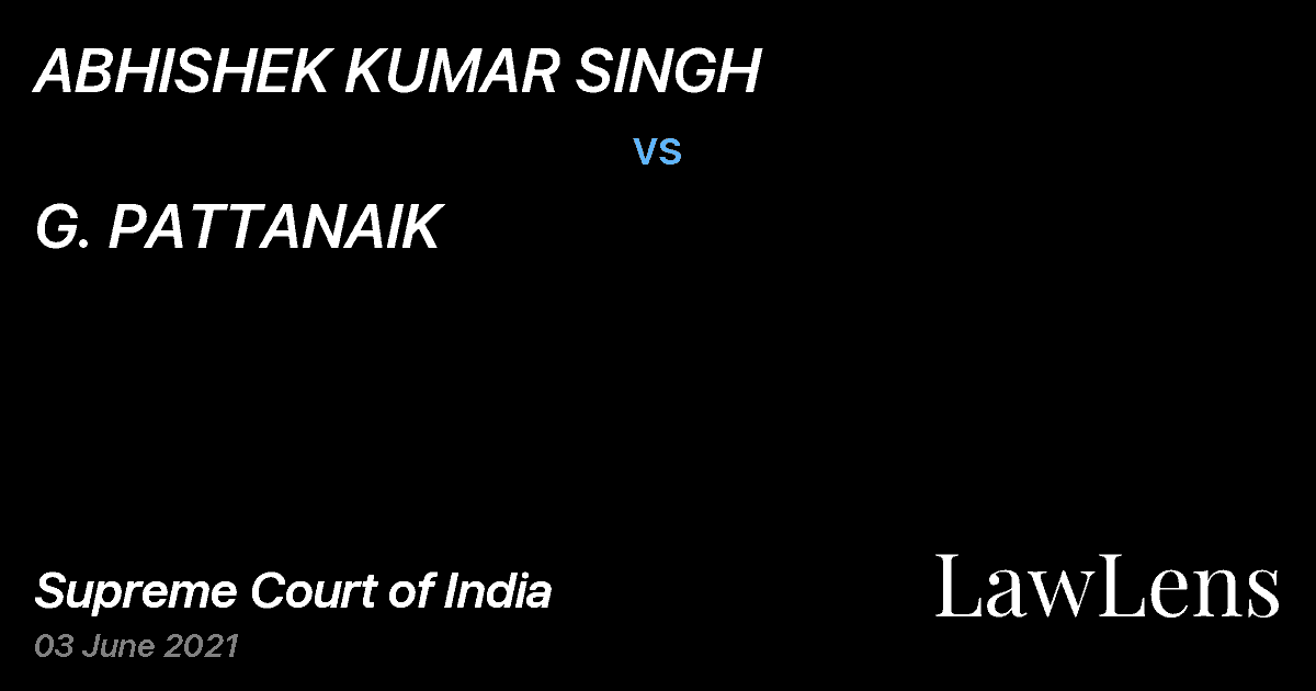 Preview image for ABHISHEK KUMAR SINGH vs. G. PATTANAIK