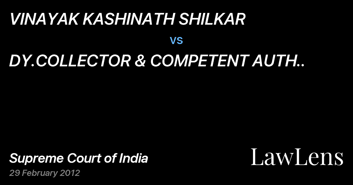 Preview image for VINAYAK KASHINATH SHILKAR vs. DY.COLLECTOR & COMPETENT AUTH..