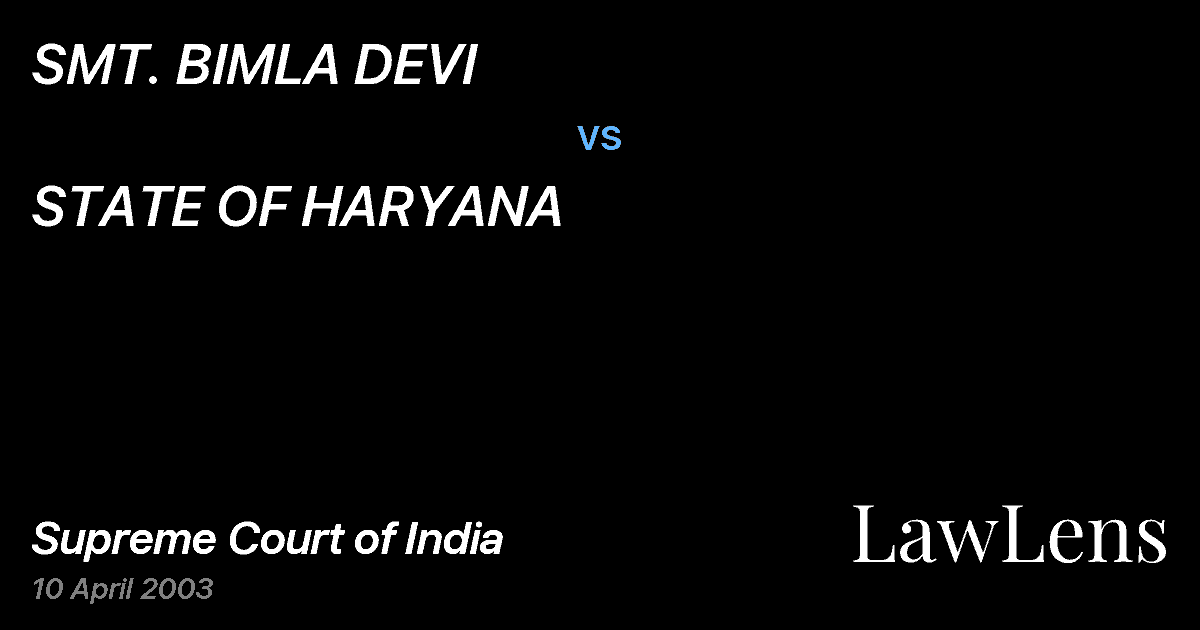 Preview image for SMT. BIMLA DEVI vs. STATE OF HARYANA