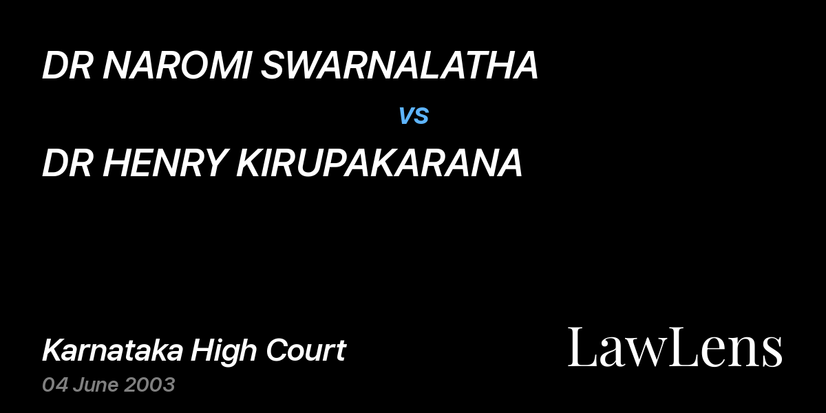 Preview image for DR NAROMI SWARNALATHA vs. DR HENRY KIRUPAKARANA