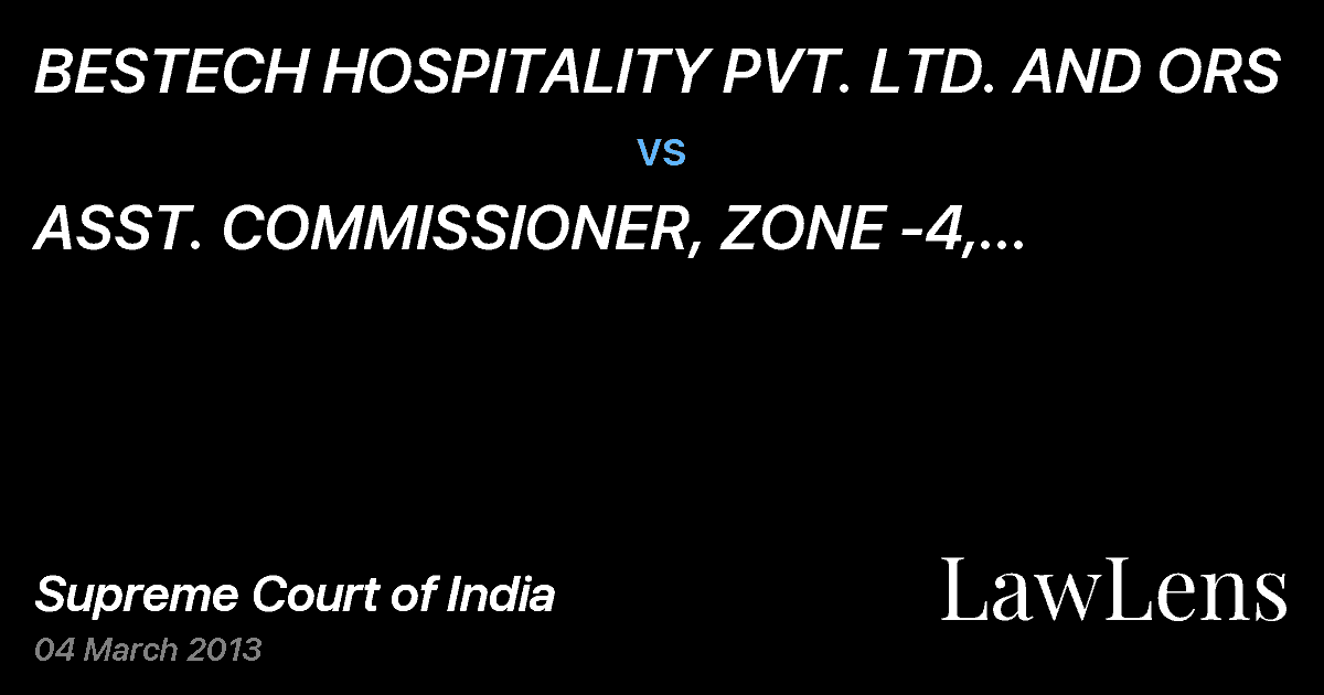 Preview image for BESTECH HOSPITALITY PVT. LTD. AND ORS  vs.  ASST. COMMISSIONER, ZONE -4, NAGPUR MUNICIPAL CORPORATION, NAGPUR AND ANR