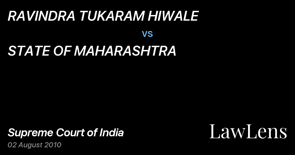 Preview image for RAVINDRA TUKARAM HIWALE vs. STATE OF MAHARASHTRA