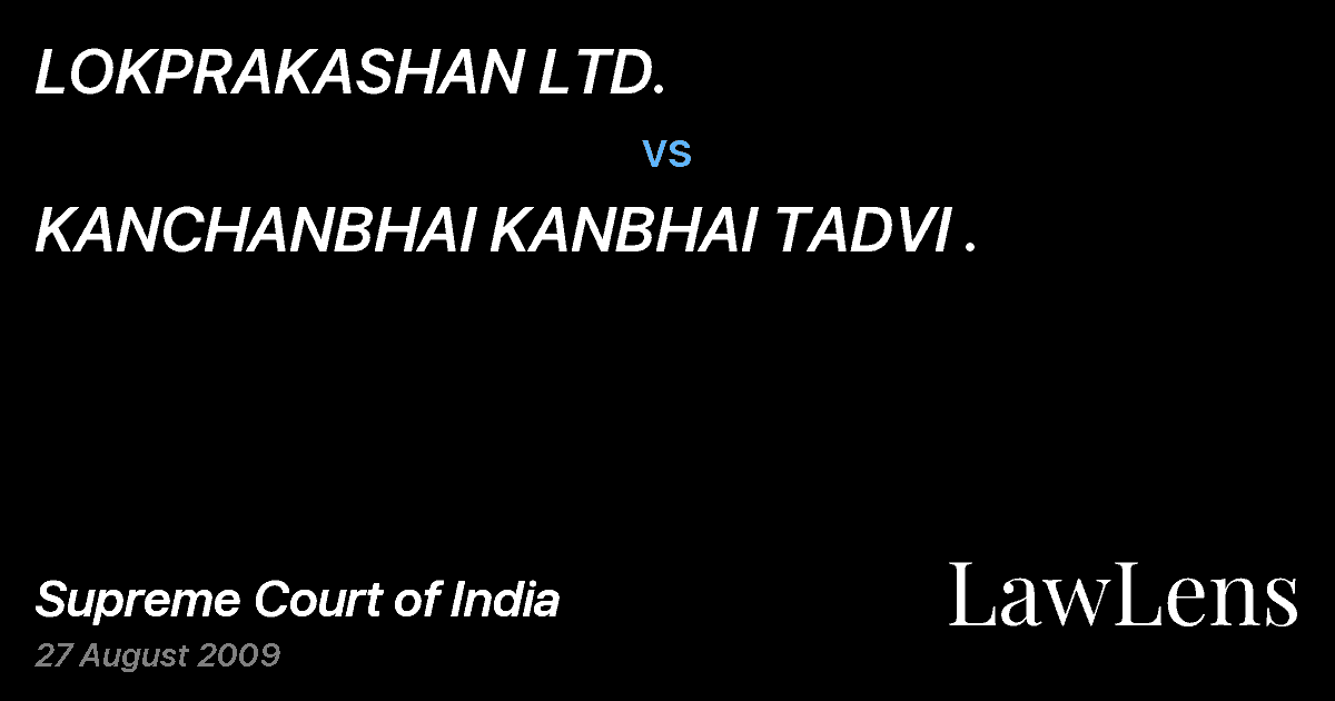 Preview image for LOKPRAKASHAN LTD. vs. KANCHANBHAI KANBHAI TADVI .