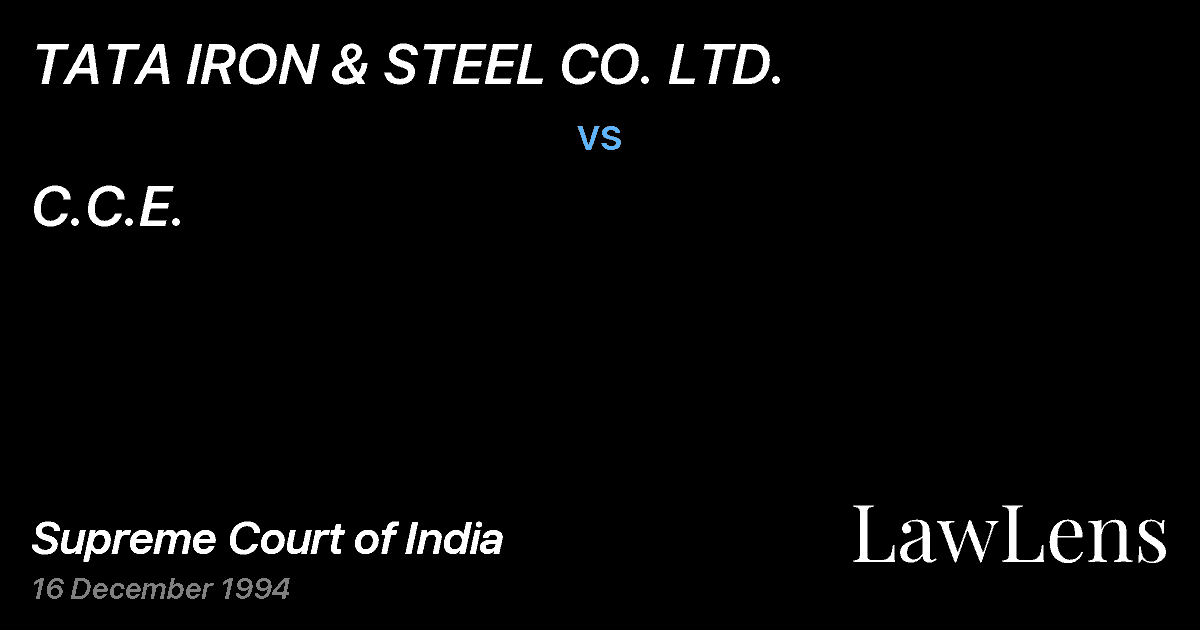 Preview image for TATA IRON & STEEL CO. LTD. vs. C.C.E.