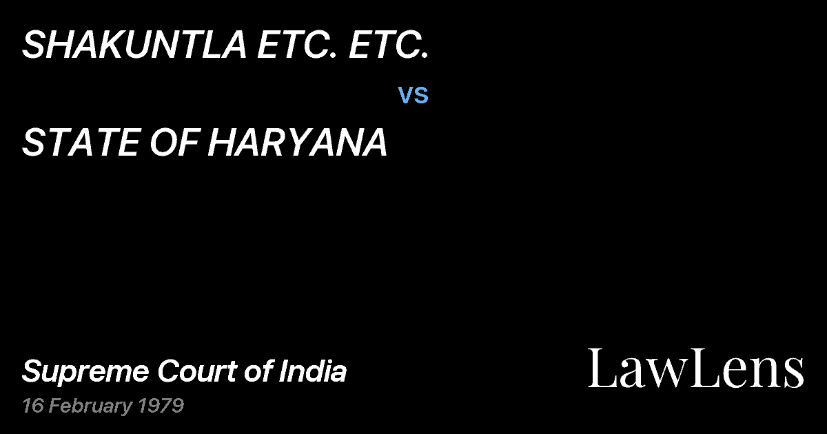 Preview image for SHAKUNTLA ETC. ETC. vs. STATE OF HARYANA