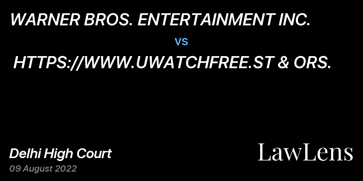 Preview image for WARNER BROS. ENTERTAINMENT INC. vs. HTTPS://WWW.UWATCHFREE.ST & ORS.