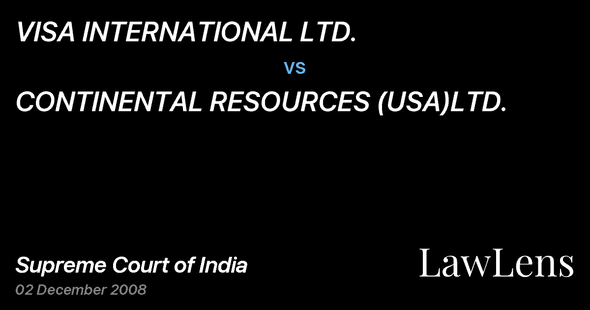 Preview image for VISA INTERNATIONAL LTD. vs. CONTINENTAL RESOURCES (USA)LTD.