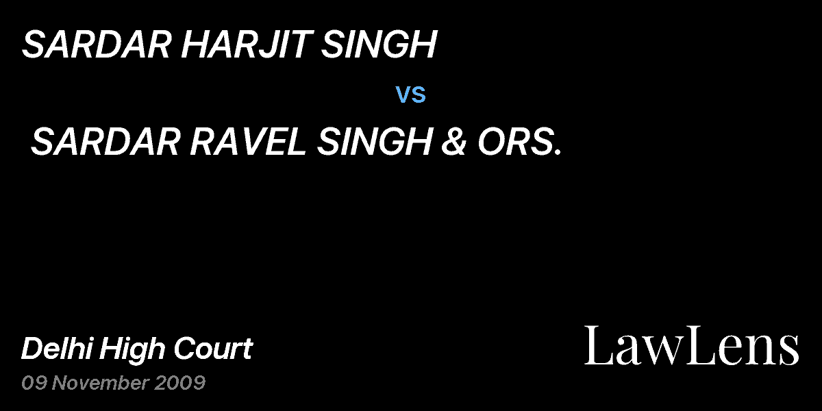 Preview image for SARDAR HARJIT SINGH vs. SARDAR RAVEL SINGH & ORS.