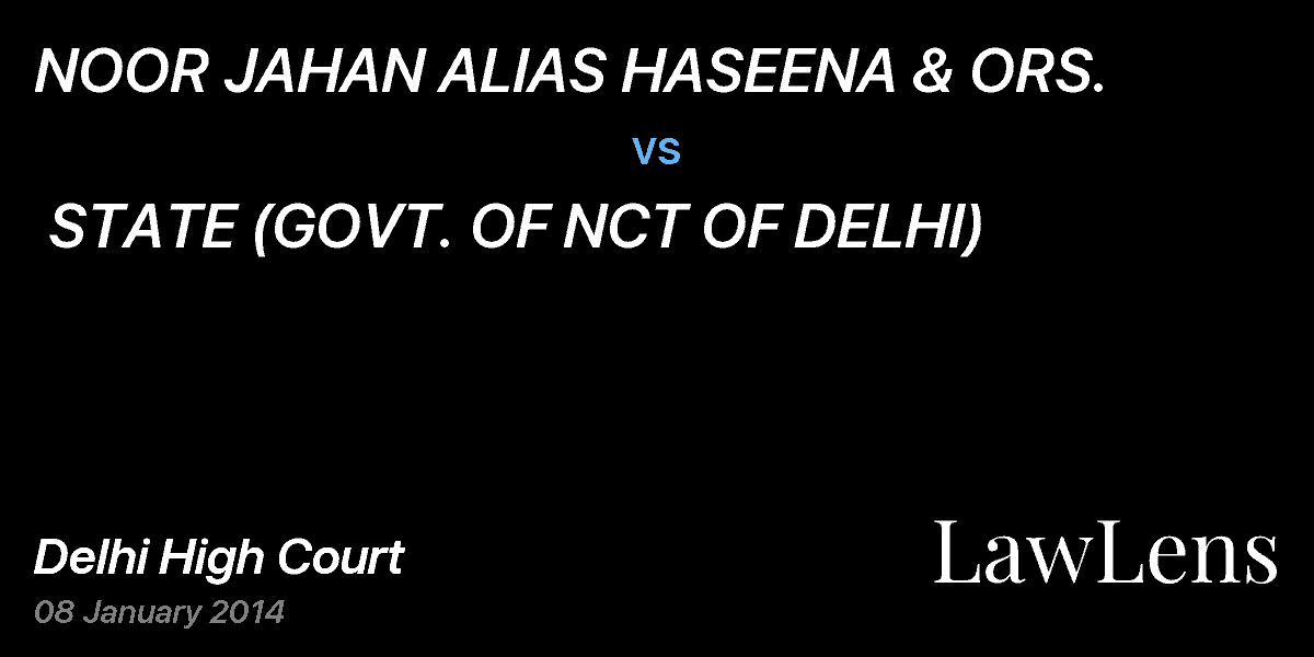 Preview image for NOOR JAHAN ALIAS HASEENA & ORS. vs. STATE (GOVT. OF NCT OF DELHI)