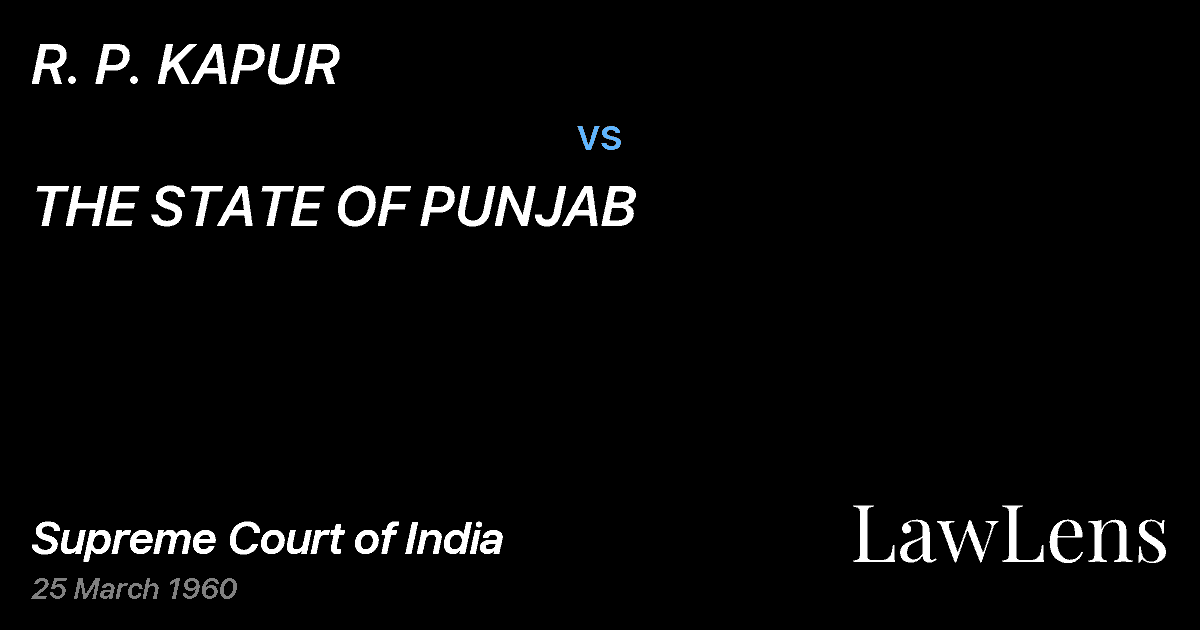 Preview image for R. P. KAPUR vs. THE STATE OF PUNJAB