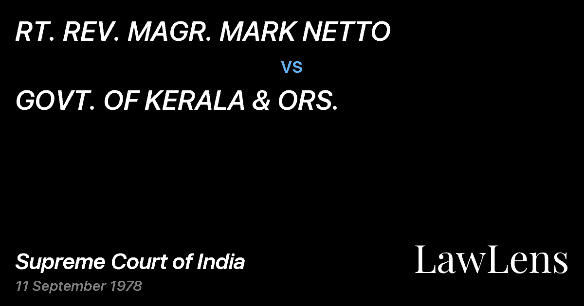 Preview image for RT. REV. MAGR. MARK NETTO vs. GOVT. OF KERALA & ORS.