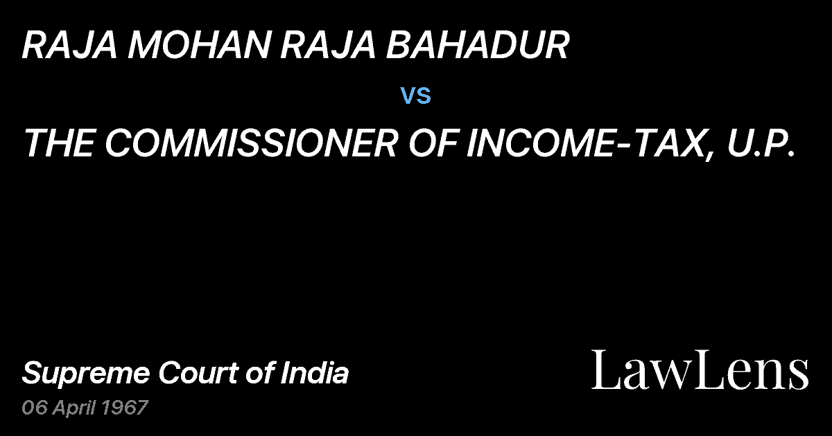 Preview image for RAJA MOHAN RAJA BAHADUR vs. THE COMMISSIONER OF INCOME-TAX, U.P.