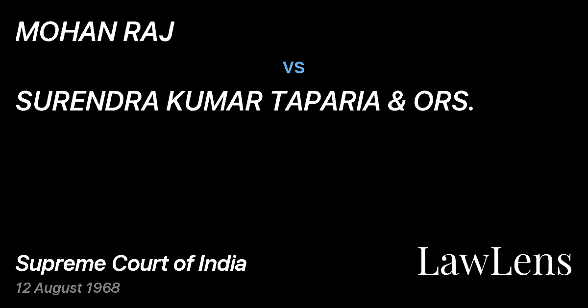 Preview image for MOHAN RAJ vs. SURENDRA KUMAR TAPARIA & ORS.
