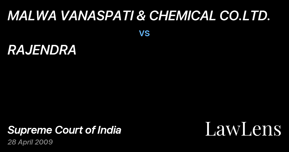 Preview image for MALWA VANASPATI & CHEMICAL CO.LTD. vs. RAJENDRA