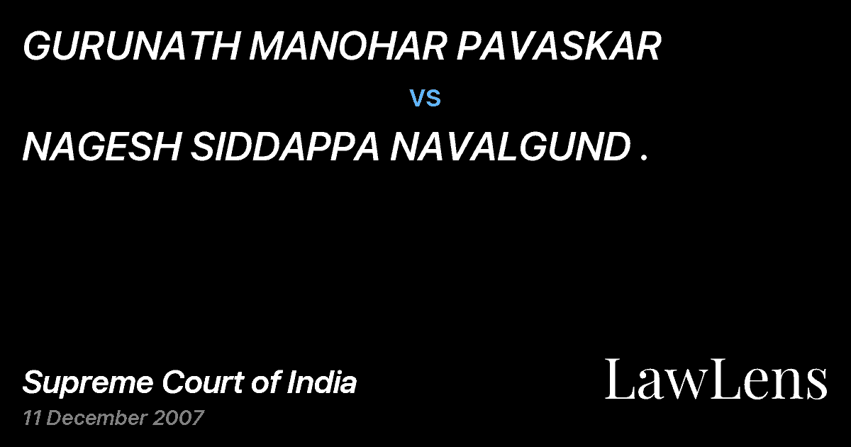 Preview image for GURUNATH MANOHAR PAVASKAR vs. NAGESH SIDDAPPA NAVALGUND .