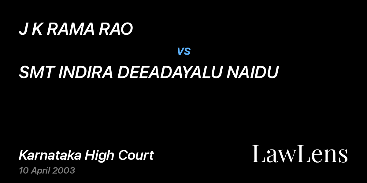 Preview image for J K RAMA RAO vs. SMT INDIRA DEEADAYALU NAIDU