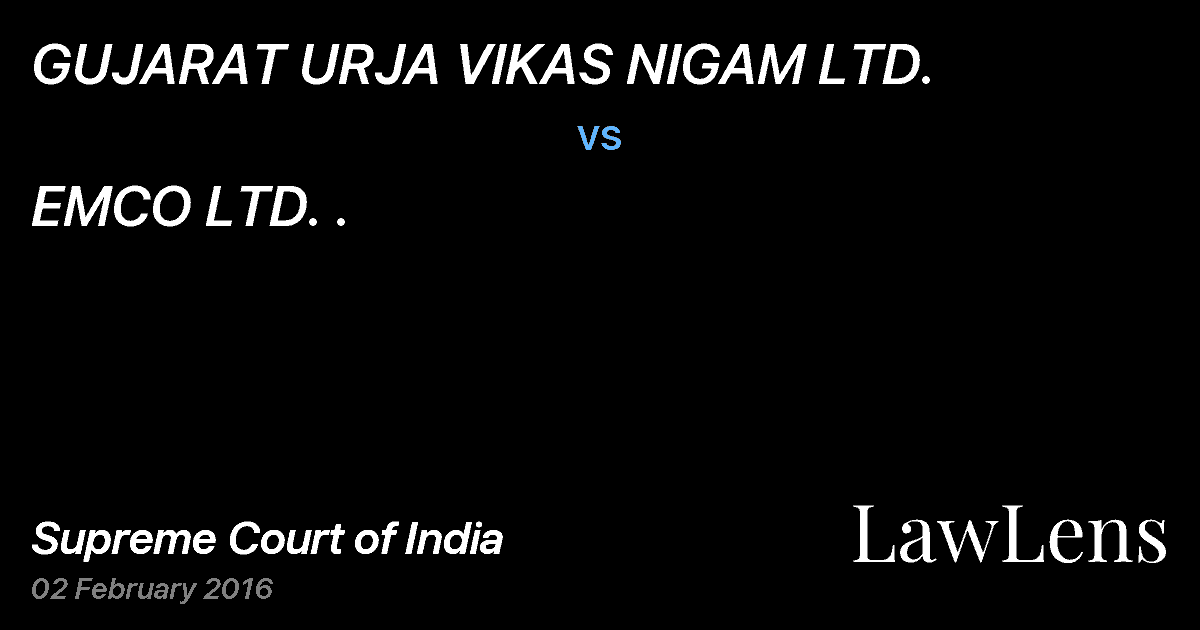 Preview image for GUJARAT URJA VIKAS NIGAM LTD. vs. EMCO LTD. .