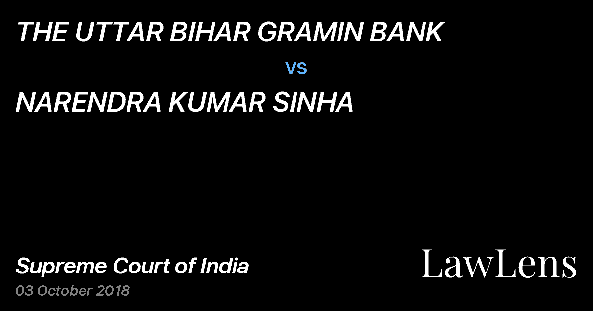 Preview image for THE UTTAR BIHAR GRAMIN BANK vs. NARENDRA KUMAR SINHA