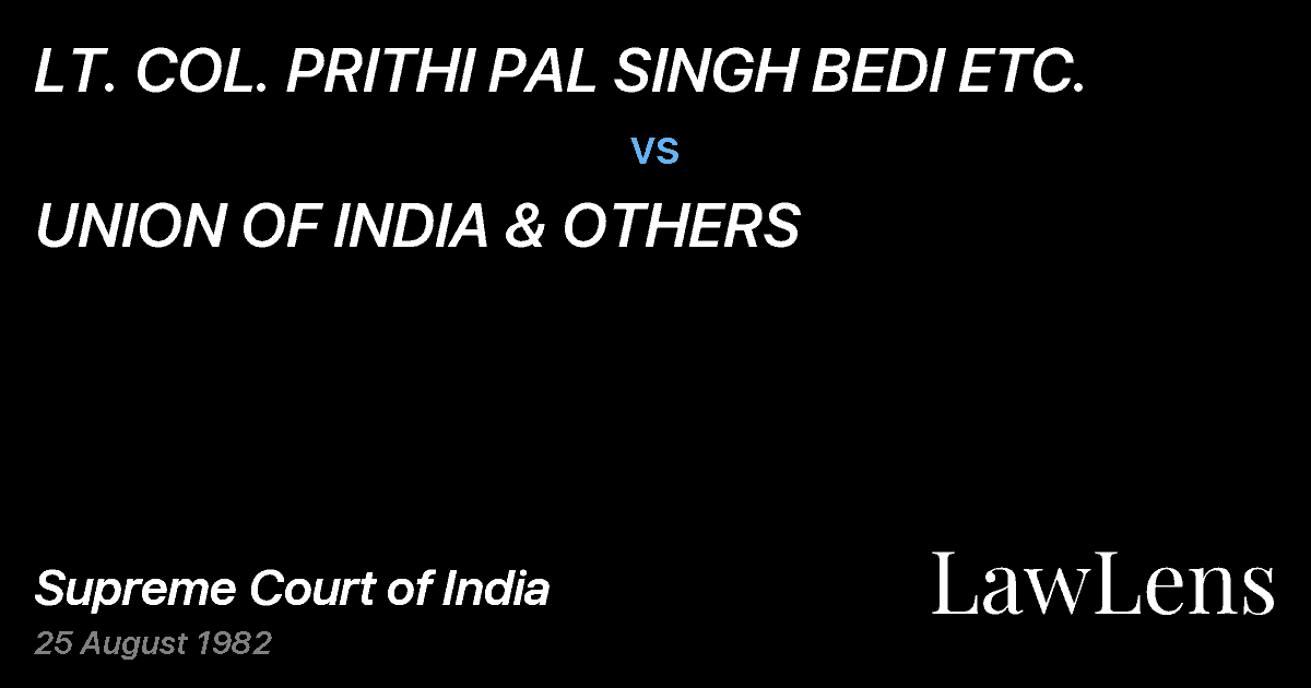 Preview image for LT. COL. PRITHI PAL SINGH BEDI ETC. vs. UNION OF INDIA & OTHERS