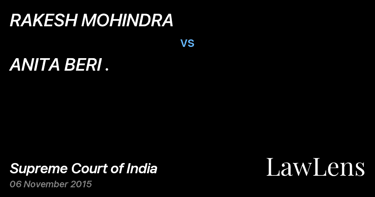Preview image for RAKESH MOHINDRA vs. ANITA BERI .