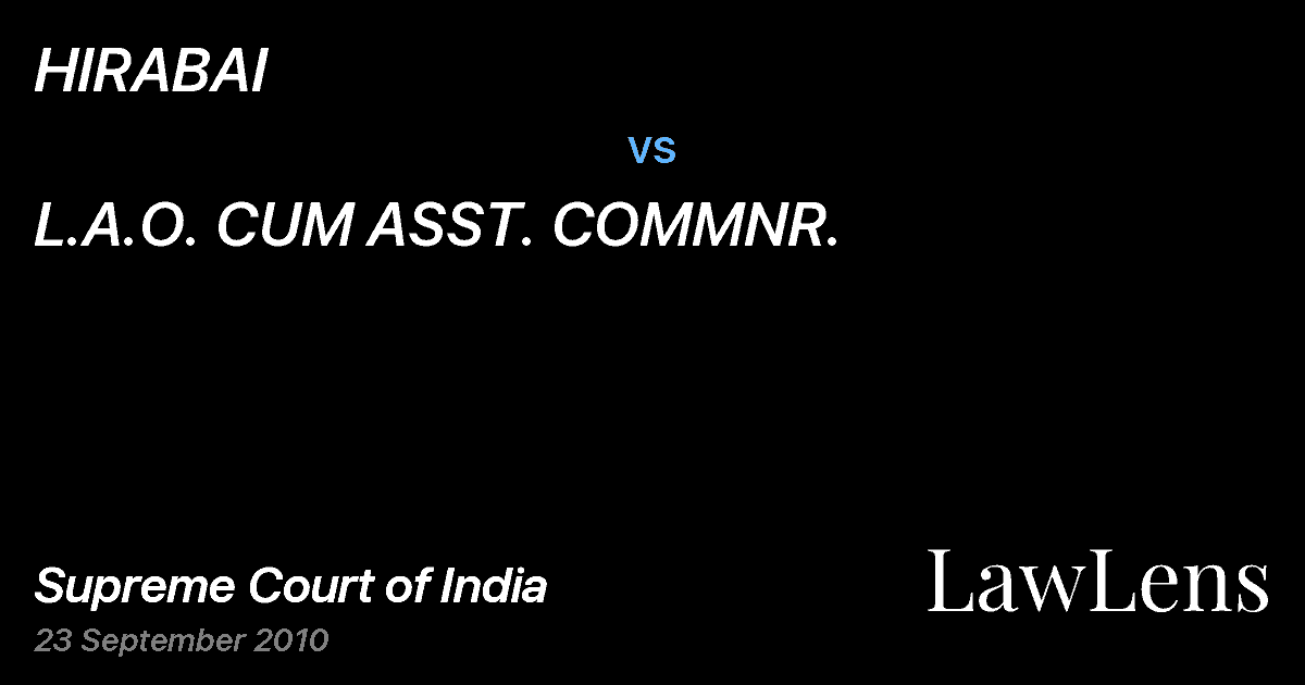 Preview image for HIRABAI vs. L.A.O. CUM ASST. COMMNR.