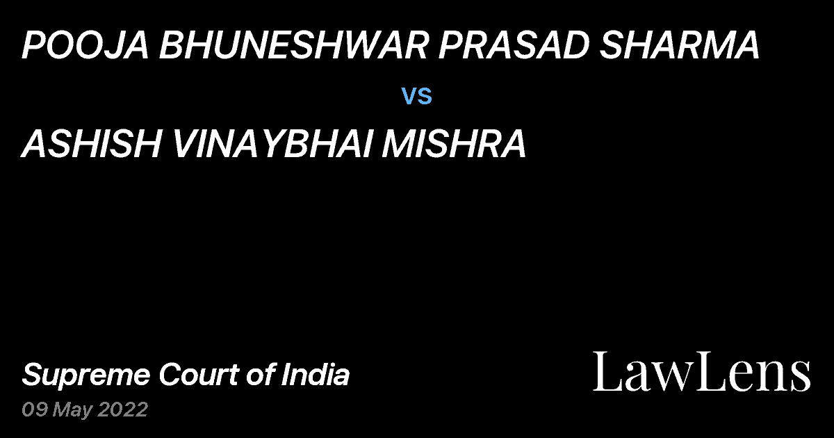 Preview image for POOJA BHUNESHWAR PRASAD SHARMA vs. ASHISH VINAYBHAI MISHRA