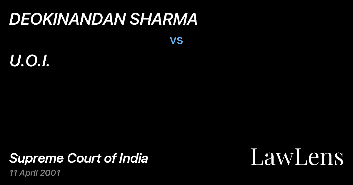 Preview image for DEOKINANDAN SHARMA vs. U.O.I.