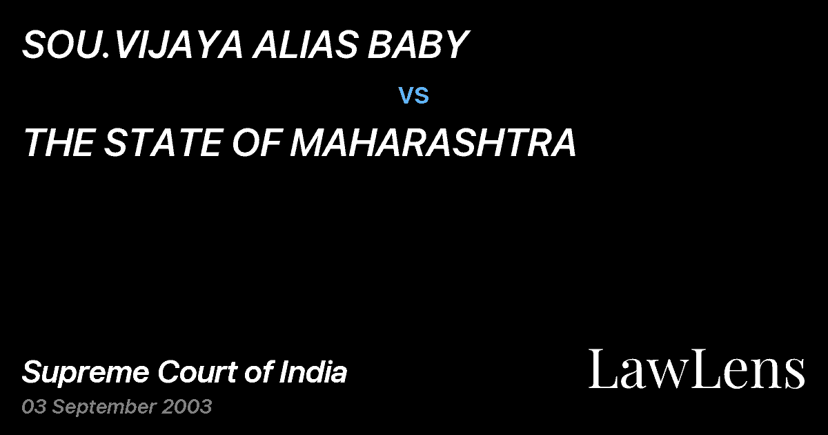 Preview image for SOU.VIJAYA ALIAS BABY vs. THE STATE OF MAHARASHTRA