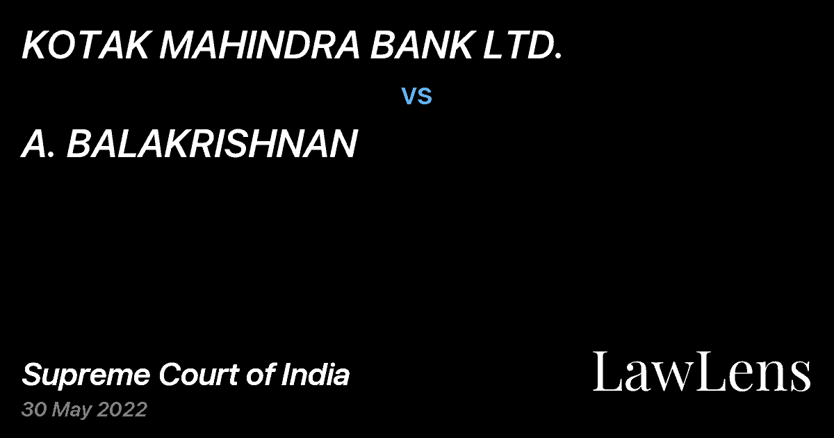 Preview image for KOTAK MAHINDRA BANK LTD. vs. A. BALAKRISHNAN