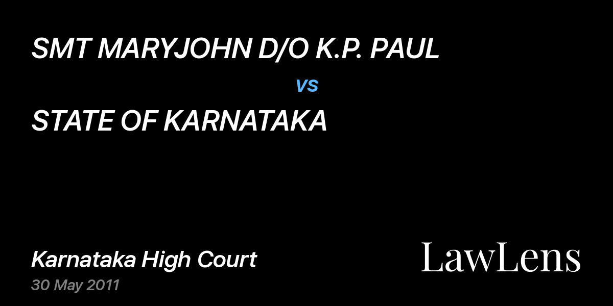 Preview image for SMT MARYJOHN D/O K.P. PAUL vs. STATE OF KARNATAKA
