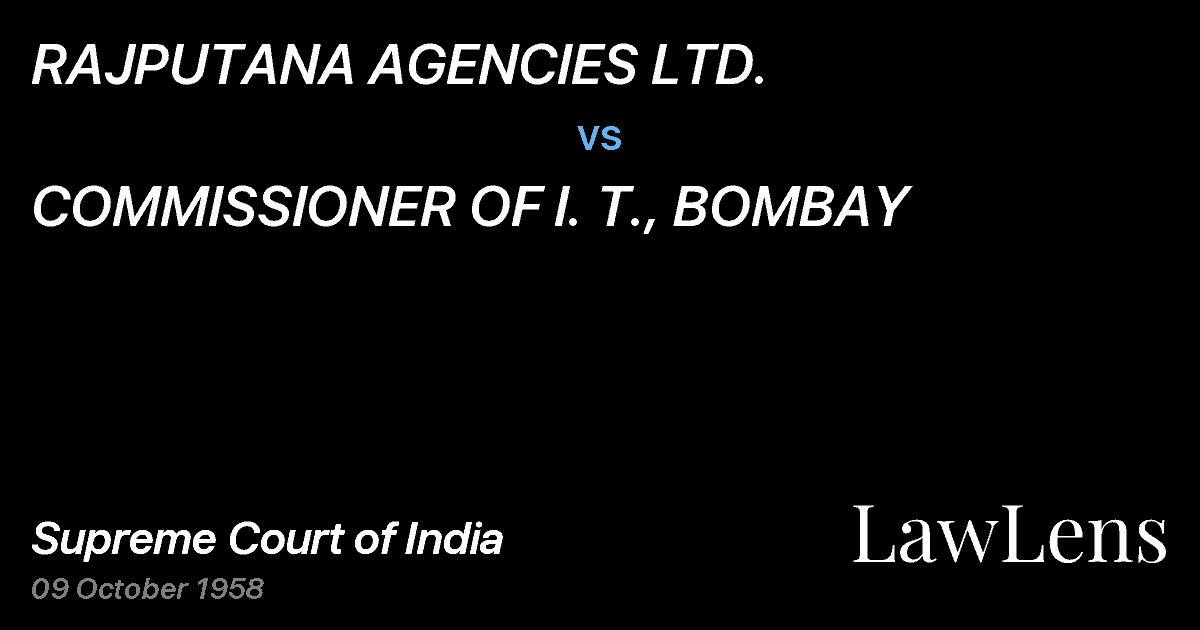 Preview image for RAJPUTANA AGENCIES LTD. vs. COMMISSIONER OF I. T., BOMBAY