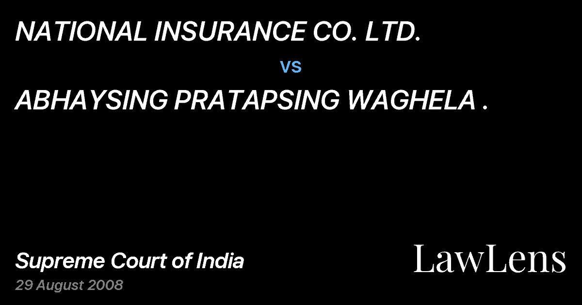 Preview image for NATIONAL INSURANCE CO. LTD. vs. ABHAYSING PRATAPSING WAGHELA .