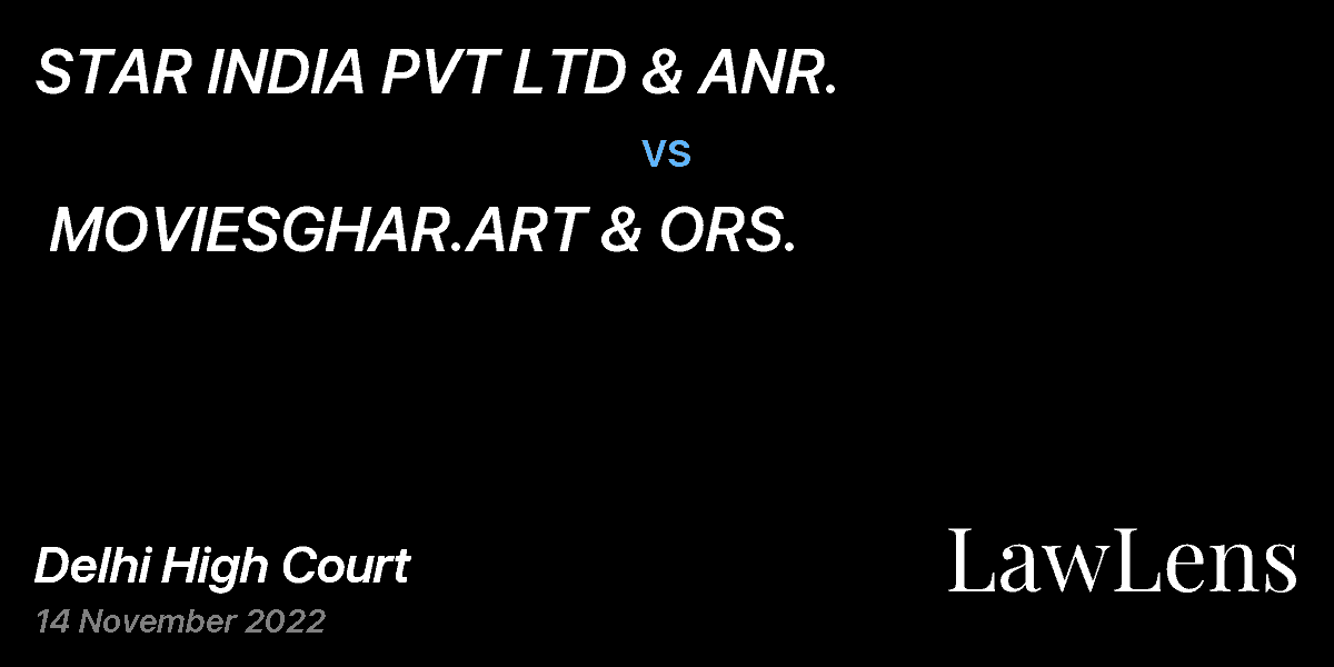 Preview image for STAR INDIA PVT LTD & ANR.  vs.  MOVIESGHAR.ART & ORS.