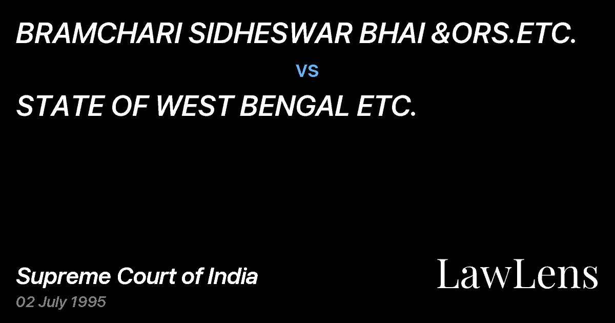 Preview image for BRAMCHARI SIDHESWAR BHAI &ORS.ETC. vs. STATE OF WEST BENGAL ETC.