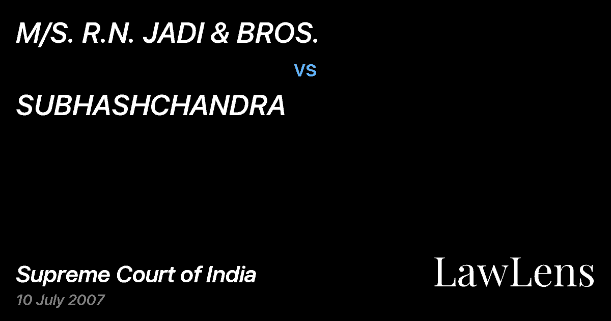 Preview image for M/S. R.N. JADI & BROS. vs. SUBHASHCHANDRA