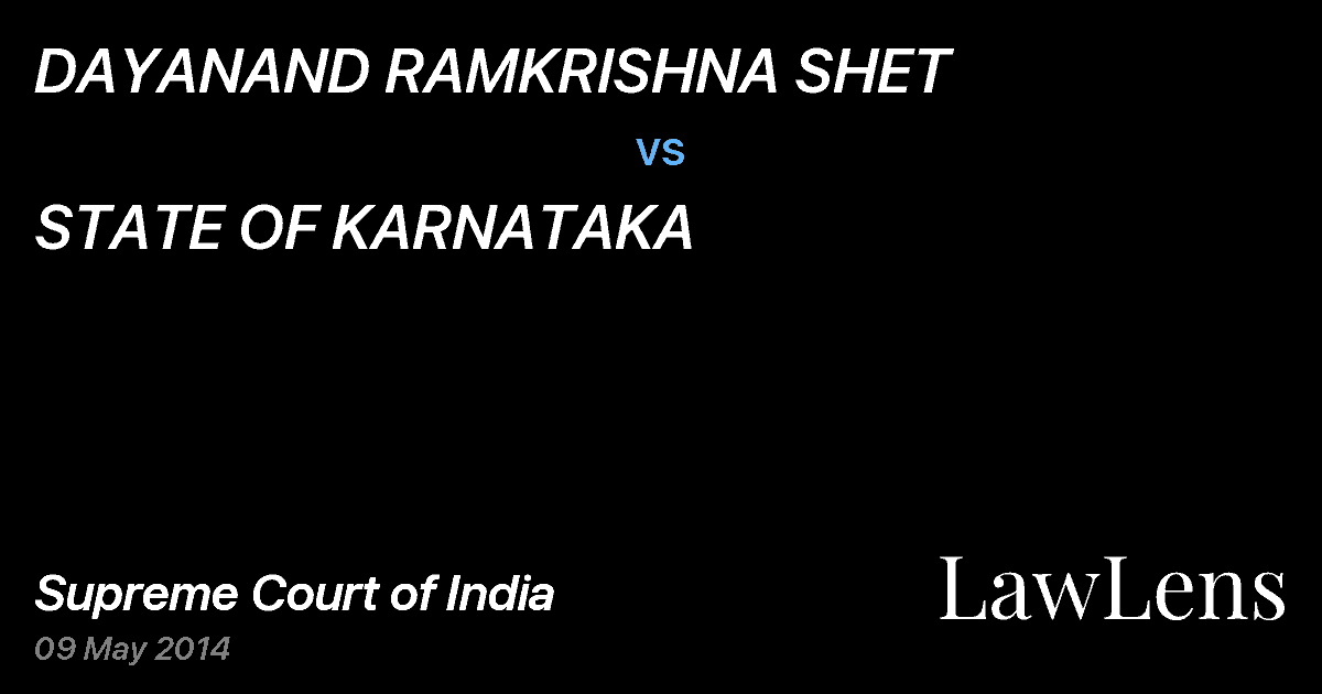 Preview image for DAYANAND RAMKRISHNA SHET vs. STATE OF KARNATAKA