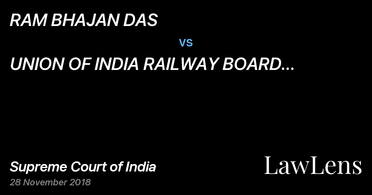 Preview image for RAM BHAJAN DAS vs. UNION OF INDIA RAILWAY BOARD THROUGH CHAIRMAN